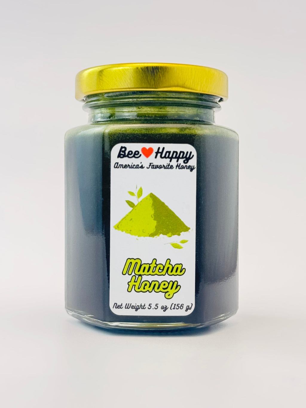 5.5 oz jar of Matcha Honey against a white background